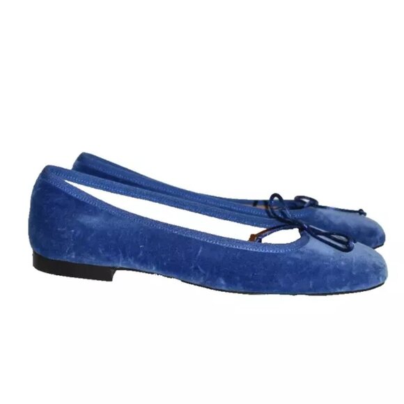 $300 ANN MASHBURN Square Toed Flat BLUE VIBRANT VELVET SLIP ON 38 (DC2) - Picture 2 of 7